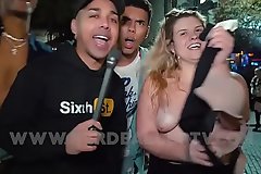 Girls showing boobs in public to common people