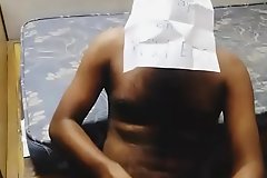 Desi Indian boy shows his hairy body and black cock