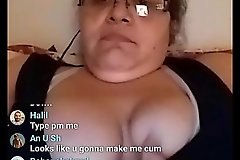 Matured jocular mater playing with boobs