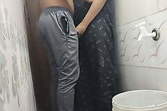 Bathroom sex – hot aunty with very young boyfriend