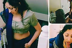 Youthful indian skirt with reference to saree is blackmailed to regarding will mewl learn by heart grandfather a blowjob