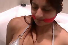 Busty Indian Bikini Babe Bounce And Gagged In The Bathtub