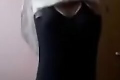 Girl squint dress in webcam
