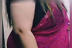My First Video Indian Plus Size Model Saree Stripping Black Blouse