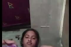 Cute indian girl bath showing boob