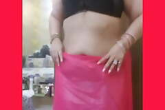 indian aunty teasing relating to pink saree with huge ass