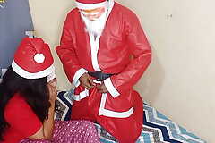 Indian Stepfather surprised his hot Sexy stepdaughter on Christmas Evening, Merry Xmas Santa Claus Sex