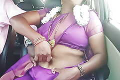 Telugu dirty talks, sexy saree aunty all over car driver full video