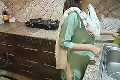 desi sexy stepmom gets cheesed off on him after proposing in kitchen pissing