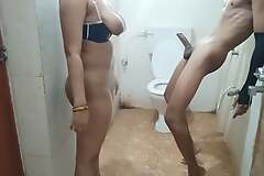 Bhabhi suddenly entry bathroom without knock get under one's door   Hard-core sex .