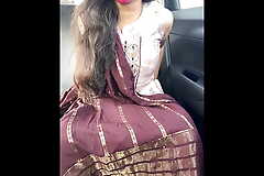 Indian Girl Aarohi video call sex regarding rub-down the car.