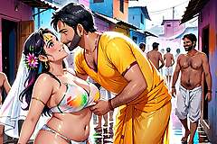 AI Generated Uncensored Anime Images Of Hot Indin Women Playing  Naughty Holi