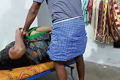A stepmother wearing a saree She was hide heeding me masturbating while heeding porn video