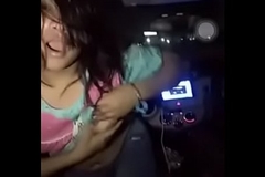 Desi boob show and dance in car