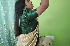 Kerala half saree BDSM hand tied on ceiling and blindfolded boobs suck of Vaishnavy by Sharun Raj,  Hands tied and blindfolded