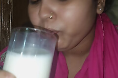 This morning, I poured a detailed the deep of milk into my wife's hand.