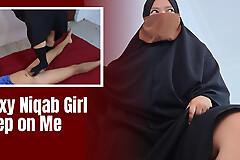 Hijab Step Sister Step on My Dick and Make Her Black Socks Covered with Cum  - Minokiiko