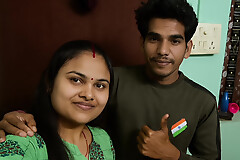 Indian Desi  Happy Independence Show one's age New Merried Beautiful Couple indoor Bed Unconnected with -Snapchat143