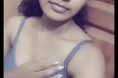 Indian girlfriend pressing her boobs