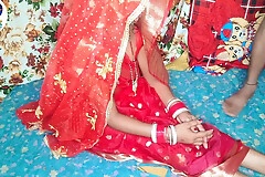 Fast time desi honeymoon video hindi audio Claire Vaise in red saree and blouse having fun