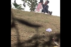 Indian sweetheart kissing in park part 1
