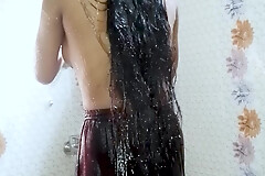 Desi Student Girl Sumaiya Wash one's hands Fingering Hairy Pussy with Clamber