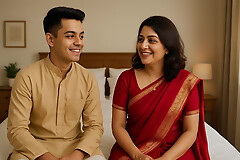 Indian Desi Bhabhi with an increment of Devar having Fun with respect to Hindi